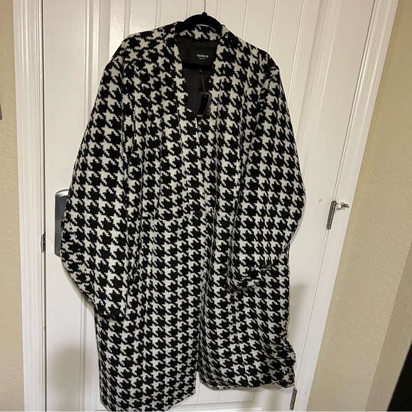 NWT Torrid Herringbone Plaid 4 Houndstooth Wool Coat Size 6X - Picture 3 of 13
